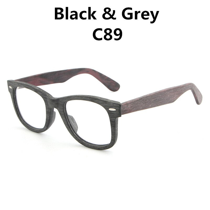 Hdcrafter Unisex Full Rim Square Round Wood Frame Eyeglasses Lhb031 Full Rim Hdcrafter Eyeglasses Black GreyC89