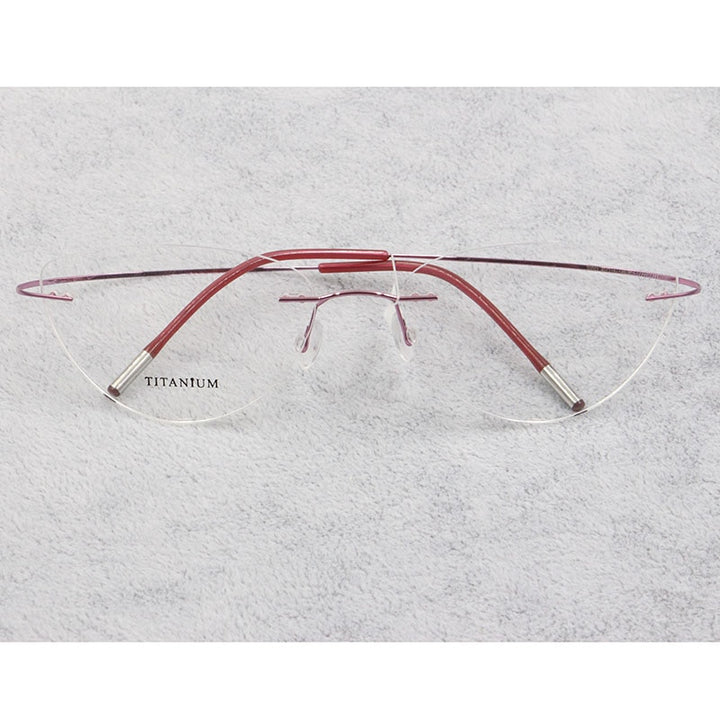 Bclear Women Rimless Cat Eye Memory Titanium Eyeglasses 2003 Rimless Bclear