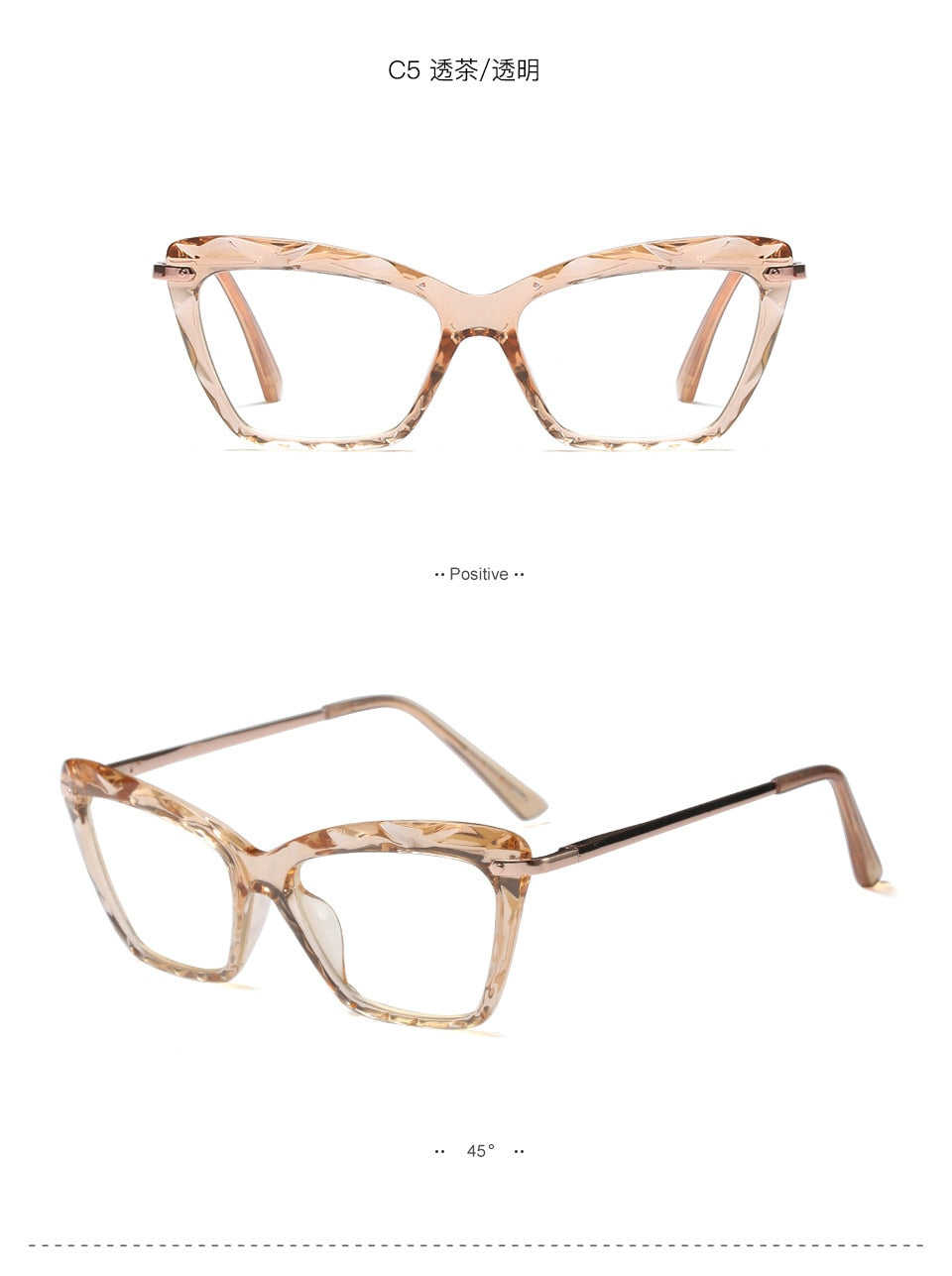 Women's Full Rim Cat Eye Acetate Frame Eyeglasses 97533 Full Rim Bclear