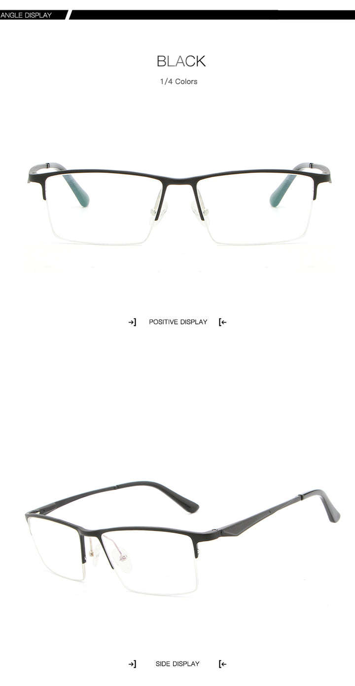 Hdcrafter Unisex Semi Rim Titanium Rectangular Square Frame Eyeglasses Lp6265 Semi Rim Hdcrafter Eyeglasses
