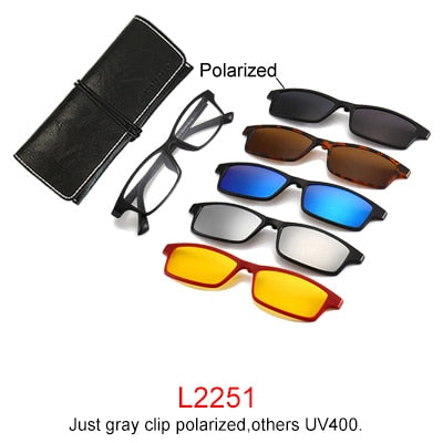 Ralferty Magnet Sunglasses Men Women Luxury Brand Polarized Uv400 5 In 1 Clip On Grade Glasses Frame With Clip Ons Ralferty L2251