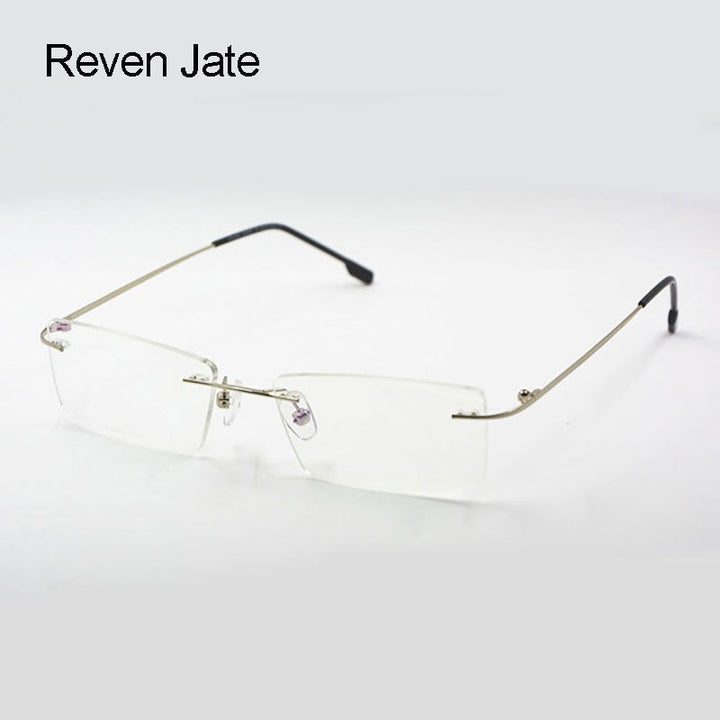 Reven Jate Unisex Rimless Square Titanium Eyeglasses R522 Rimless Reven Jate