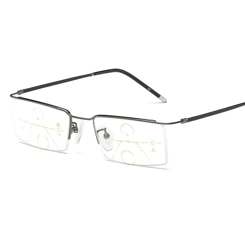 Brightzone Men's Reading Glasses Semi Rim Alloy Progressive Reading Glasses Brightzone