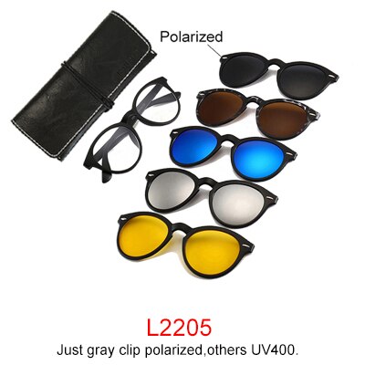 Ralferty Magnet Sunglasses Men Women Luxury Brand Polarized Uv400 5 In 1 Clip On Grade Glasses Frame With Clip Ons Ralferty L2205