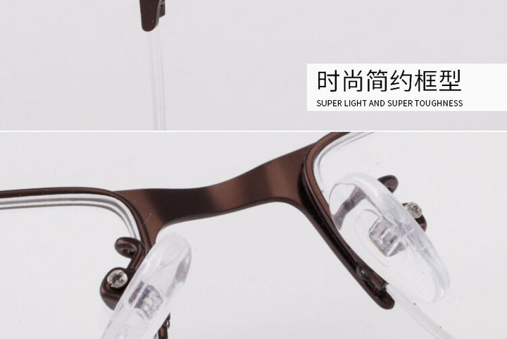 Men's Half Rim Titanium Frame Eyeglasses 9035 Semi Rim Bclear