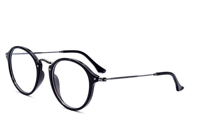 Unisex Eyeglasses Round Frame Acetate Glasses 0446 Frame Brightzone Black Silver  