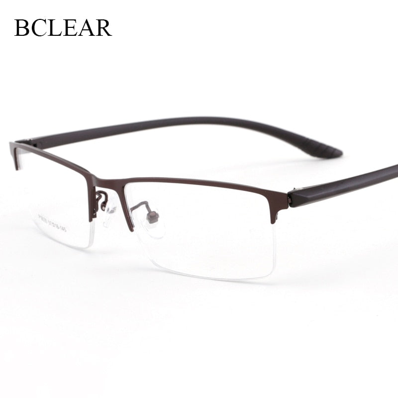 Men's Half Rim Titanium Frame Eyeglasses 9035 Semi Rim Bclear