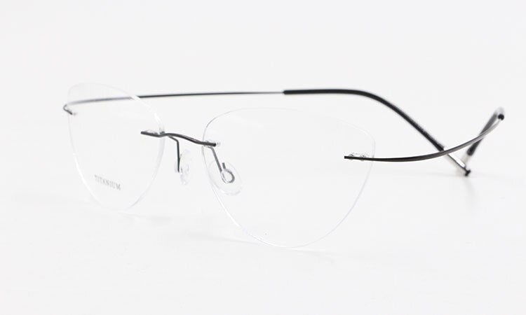 Bclear Women Rimless Cat Eye Memory Titanium Eyeglasses 2003 Rimless Bclear