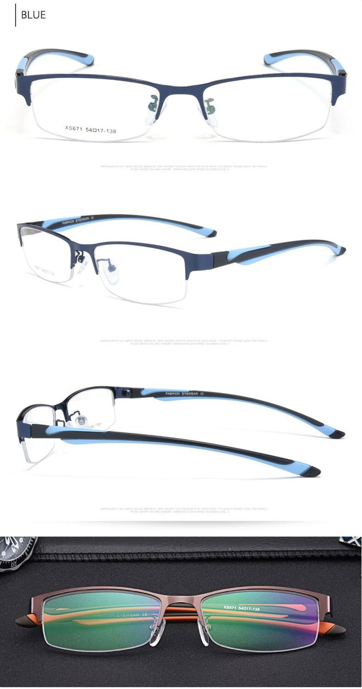 Hotochki Unisex Semi Rim Stainless Steel Alloy Frame Reading Glasses Xs671 Reading Glasses Hotochki