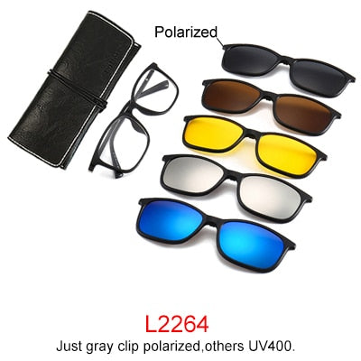 Ralferty Magnet Sunglasses Men Women Luxury Brand Polarized Uv400 5 In 1 Clip On Grade Glasses Frame With Clip Ons Ralferty L2264