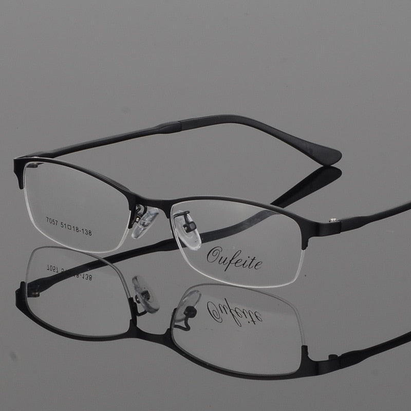 Women's Eyeglasses Alloy Frame Half Rim Tr Legs Mod 7057 Semi Rim Bclear black