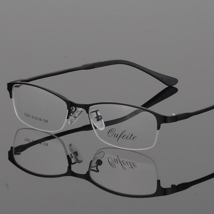 Women's Eyeglasses Alloy Frame Half Rim Tr Legs Mod 7057 Semi Rim Bclear black