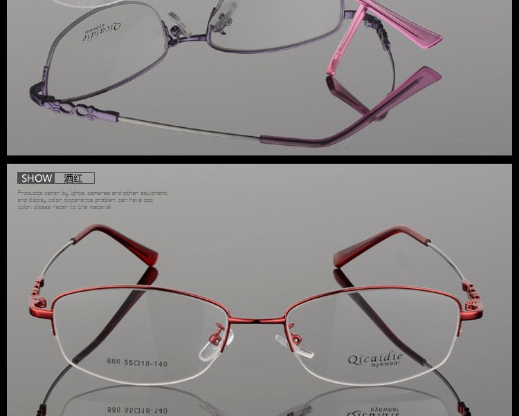 Women's Alloy Frame Half Rim Eyeglasses 886 Semi Rim Bclear