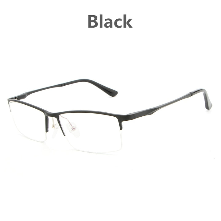Hdcrafter Men's Semi Rim Rectangular Alloy Frame Eyeglasses Lp6263 Semi Rim Hdcrafter Eyeglasses Black