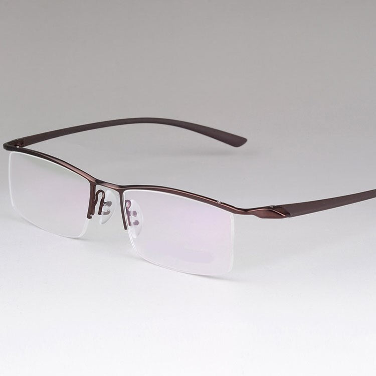 Bclear Men's Eyeglasses Titanium Alloy Half Rim Small Faces P8190 Semi Rim Bclear Auburn