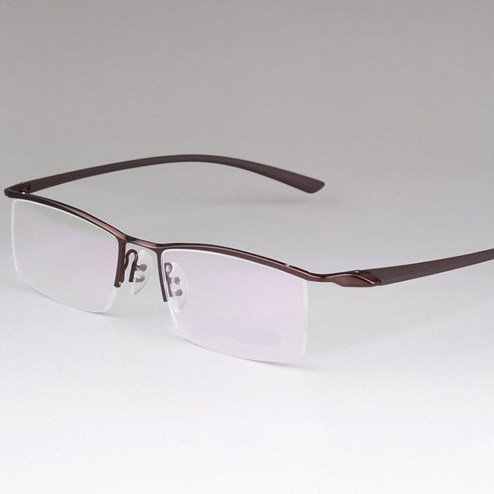 Bclear Men's Eyeglasses Titanium Alloy Half Rim Small Faces P8190 Semi Rim Bclear Auburn