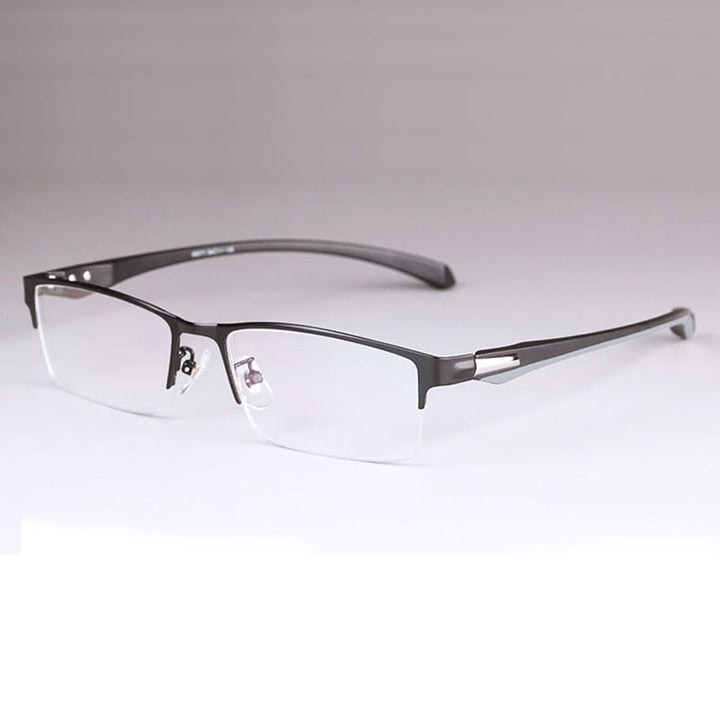 Hotochki Men's Full/Semi Rim Rectangular IP Electroplated Alloy Frame Eyeglasses Semi Rim Hotochki BlackSemiRim
