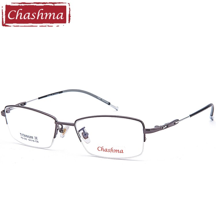 Chashma Ottica Men's Semi Rim Square Titanium Eyeglasses 090 Semi Rim Chashma Ottica Gray