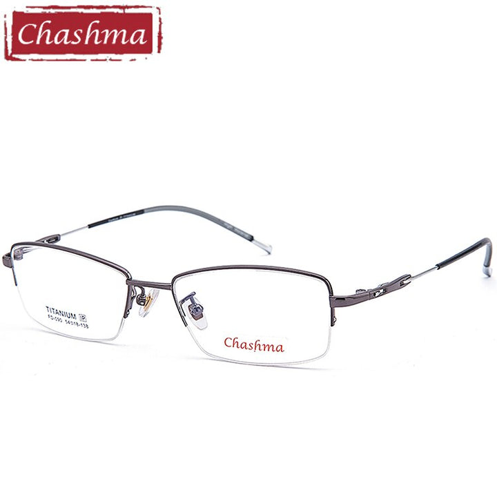 Chashma Ottica Men's Semi Rim Square Titanium Eyeglasses 090 Semi Rim Chashma Ottica Gray