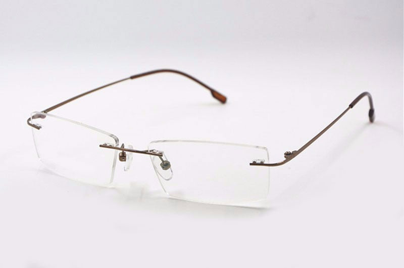Reven Jate Unisex Rimless Square Titanium Eyeglasses R522 Rimless Reven Jate Coffee