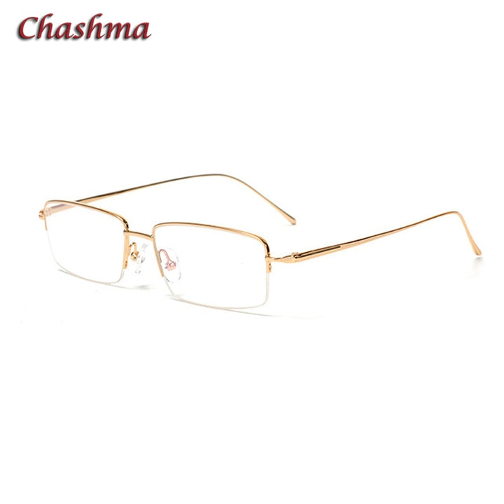 Chashma Ochki Men's Semi Rim Square Titanium Eyeglasses 9867 Semi Rim Chashma Ochki Gold