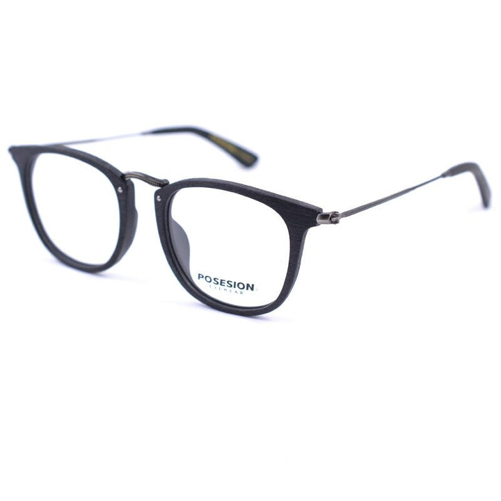 Hdcrafter Unisex Full Rim Round Metal Acetate Frame Eyeglasses Ps9121 Full Rim Hdcrafter Eyeglasses