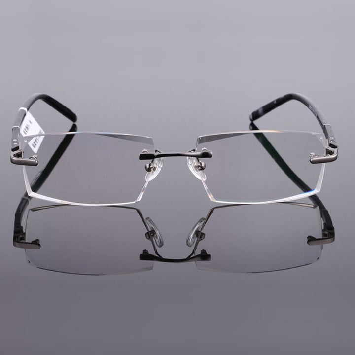 Reven Jate 58003 Pure Titanium Rimless Diamond Cutting Man Glasses Frame Eyeglasses (Gray) Rimless Reven Jate