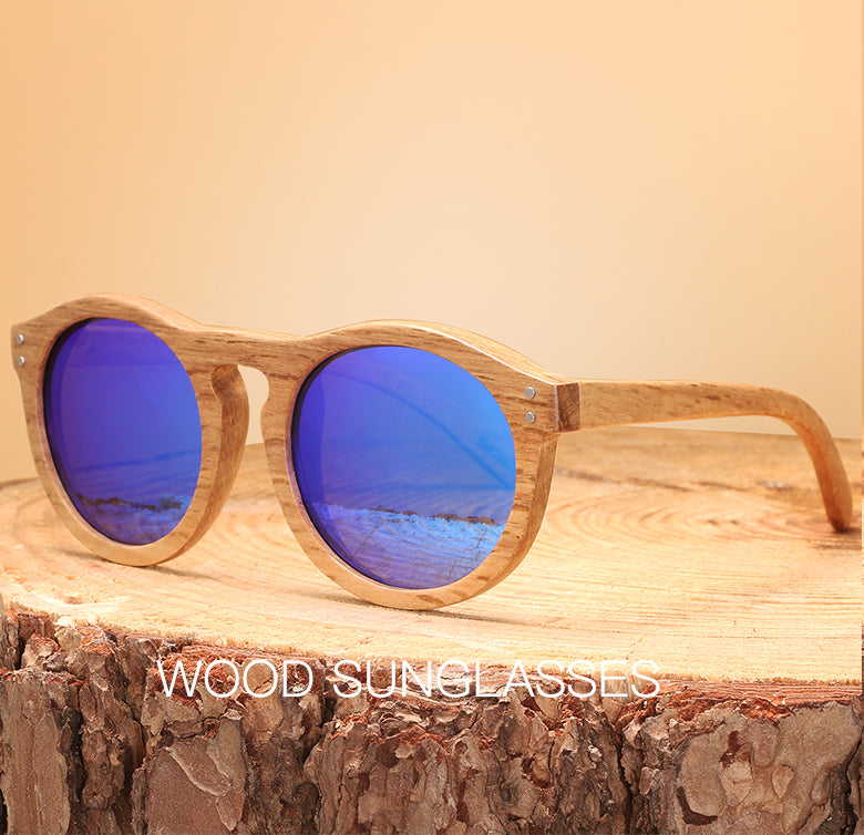 Hdcrafter Unisex Full Rim Round Bamboo Wood Frame Polarized Sunglasses Lw3016 Sunglasses HdCrafter Sunglasses   