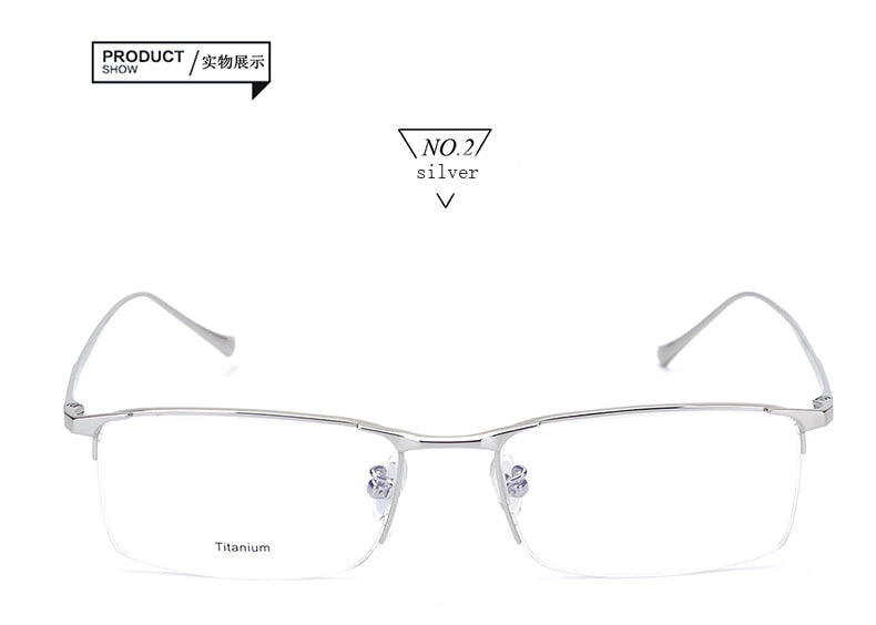 Hotony Men's Semi Rim Square Titanium Frame Eyeglasses S8803 Semi Rim Hotony