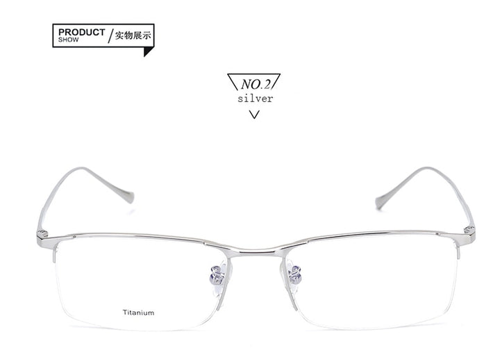 Hotony Men's Semi Rim Square Titanium Frame Eyeglasses S8803 Semi Rim Hotony