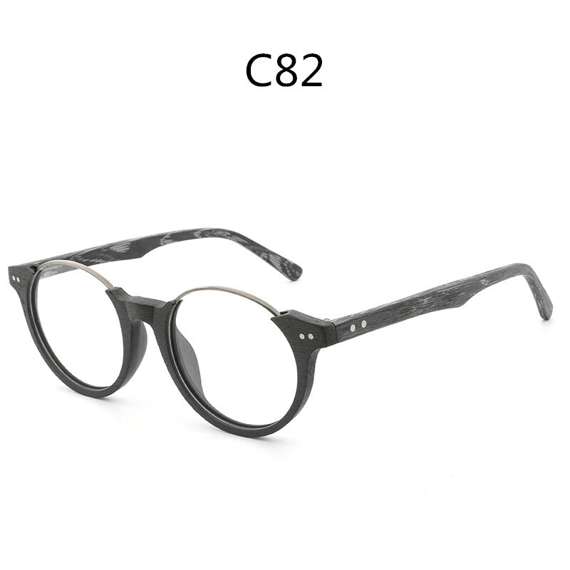 Hdcrafter Unisex Full Rim Square Wood Metal Frame Eyeglasses Ft5359 Full Rim Hdcrafter Eyeglasses C82