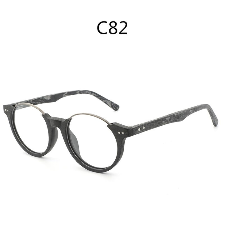 Hdcrafter Unisex Full Rim Square Wood Metal Frame Eyeglasses Ft5359 Full Rim Hdcrafter Eyeglasses C82