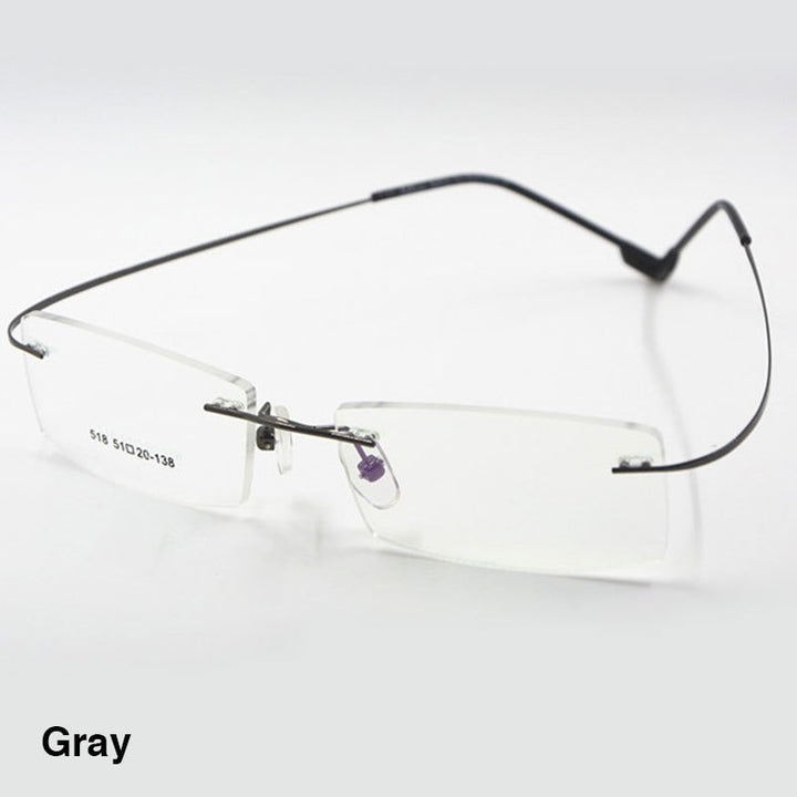 Reven Jate Unisex Rimless Square Titanium Alloy Eyeglasses 2241 Rimless Reven Jate Gray