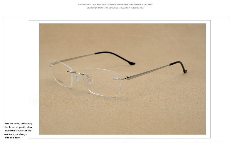 Hotony Unisex Rimless Alloy Frame Rectangle Lens Eyeglasses Rw004 Rimless Hotony