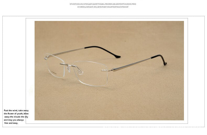 Hotony Unisex Rimless Alloy Frame Rectangle Lens Eyeglasses Rw004 Rimless Hotony