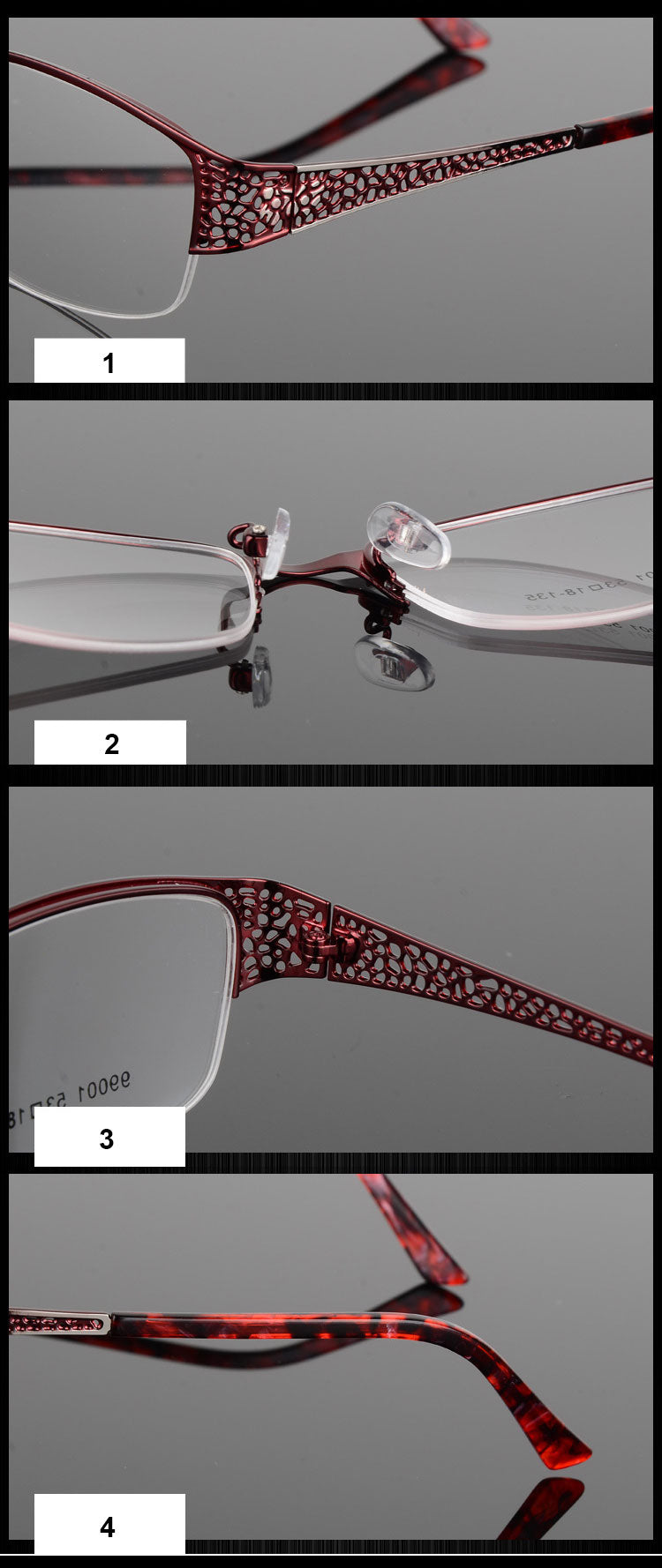 Reven Jate Women's Semi Rim Rectangle Alloy Eyeglasses 99001 Semi Rim Reven Jate
