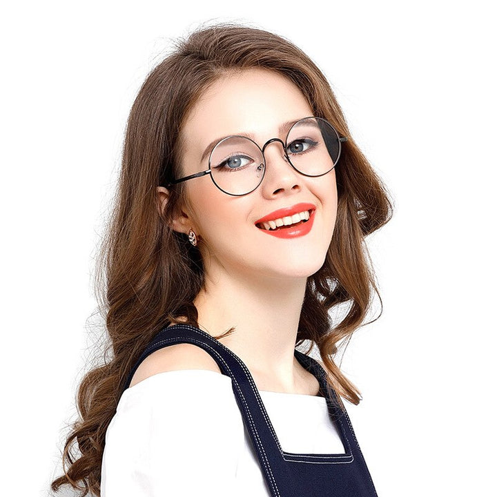 Hdcrafter Women's Full Rim Round Alloy Frame Eyeglasses Lx3048 Full Rim Hdcrafter Eyeglasses