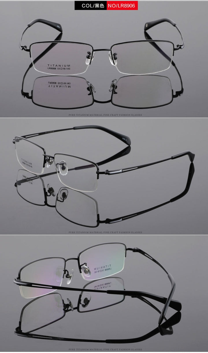 Men's Titanium Frame Half Rim Eyeglasses Lr8906 Semi Rim Bclear
