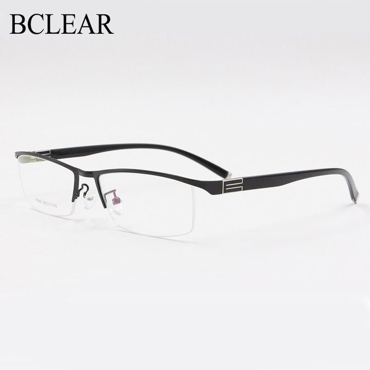 Bclear Men's Titanium Alloy Eyeglasses Semi-Rim Semi Rim Bclear