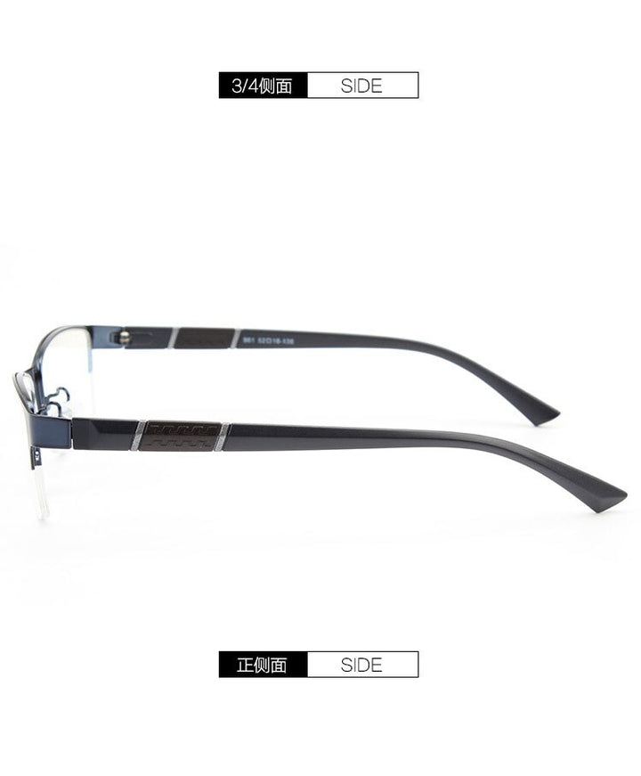 Bclear Men's Semi Rim Alloy Tr 90  Square Eyeglasses  961 Semi Rim Bclear