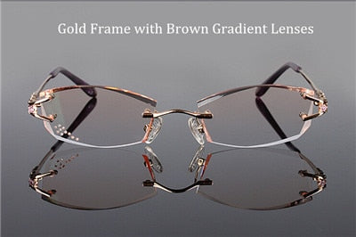 Chashma Women's Rimless Square Titanium Eyeglasses 1006 Rimless Chashma Gold