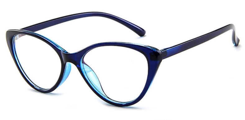 Women's Cat Eye Clear Acetate Frame Eyeglasses Frame Brightzone Blue  