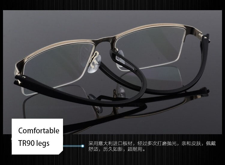 Men's Semi Rim Square Eyeglasses Titanium Alloy  9029 Semi Rim Bclear