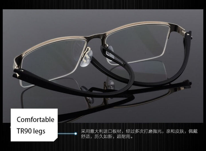Men's Semi Rim Square Eyeglasses Titanium Alloy  9029 Semi Rim Bclear