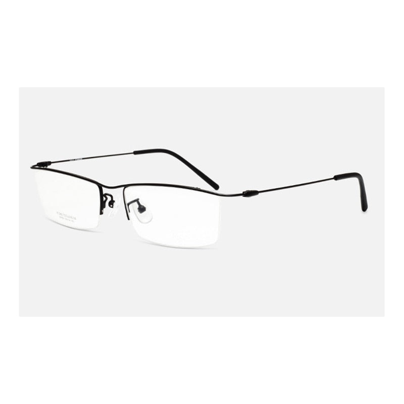 Hotony Men's Semi Rim Browline Titanium Frame Eyeglasses 6688 Semi Rim Hotony black