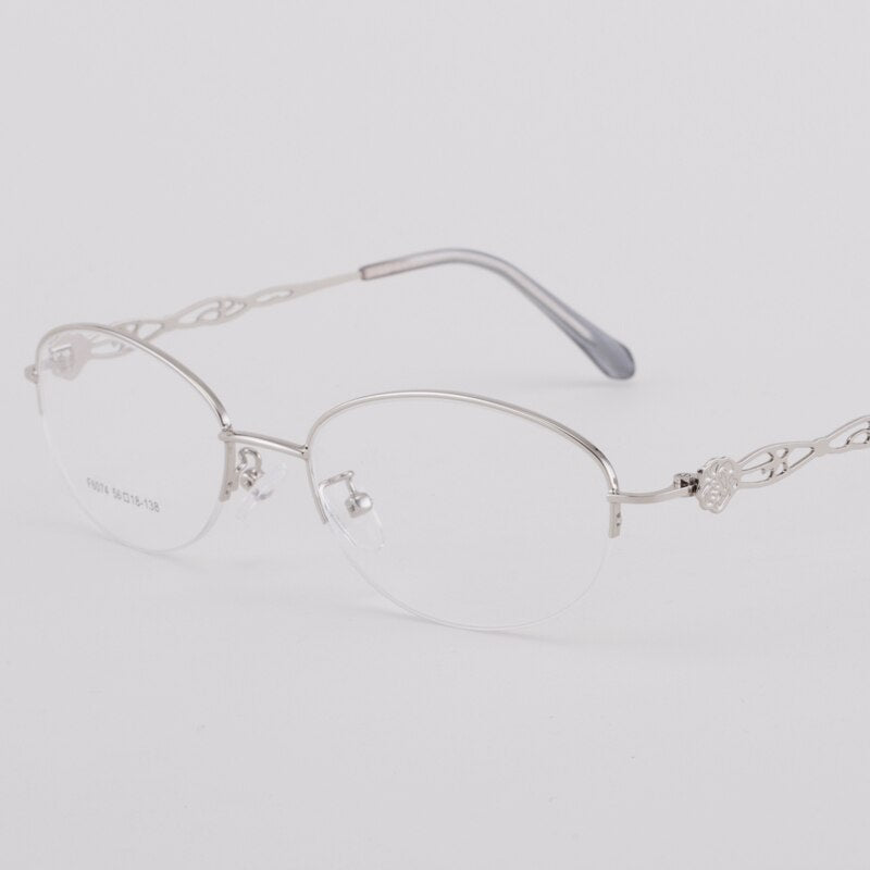Women's Half Rim Alloy Frame Eyeglasses 6074 Semi Rim Bclear