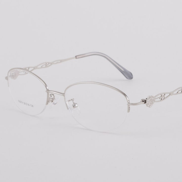 Women's Half Rim Alloy Frame Eyeglasses 6074 Semi Rim Bclear
