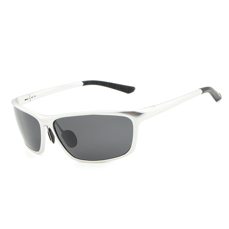 Hdcrafter Men's Full Rim Aluminum Magnesium Rectangle Frame Polarized Sunglasses L2179 Sunglasses HdCrafter Sunglasses silver