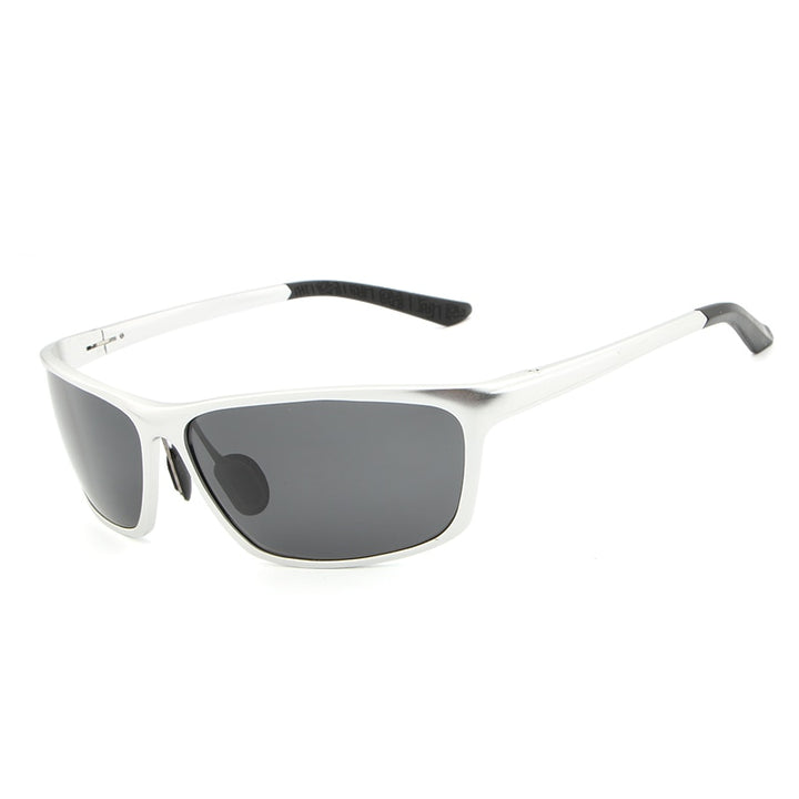 Hdcrafter Men's Full Rim Aluminum Magnesium Rectangle Frame Polarized Sunglasses L2179 Sunglasses HdCrafter Sunglasses silver