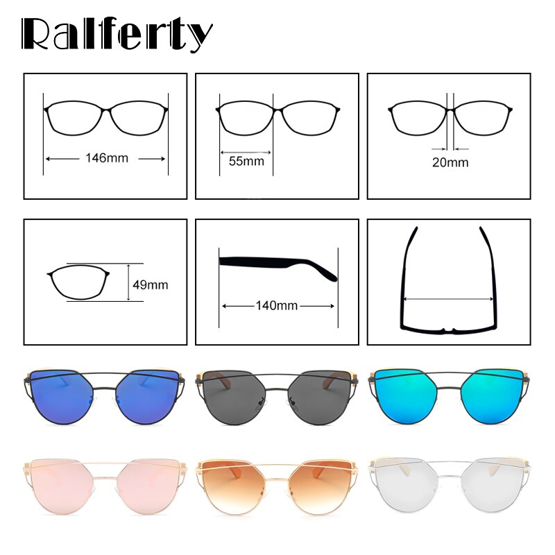 Ralferty Women's Cat Eye Bamboo Wood Mirror Sunglasses K1585 Sunglasses Ralferty